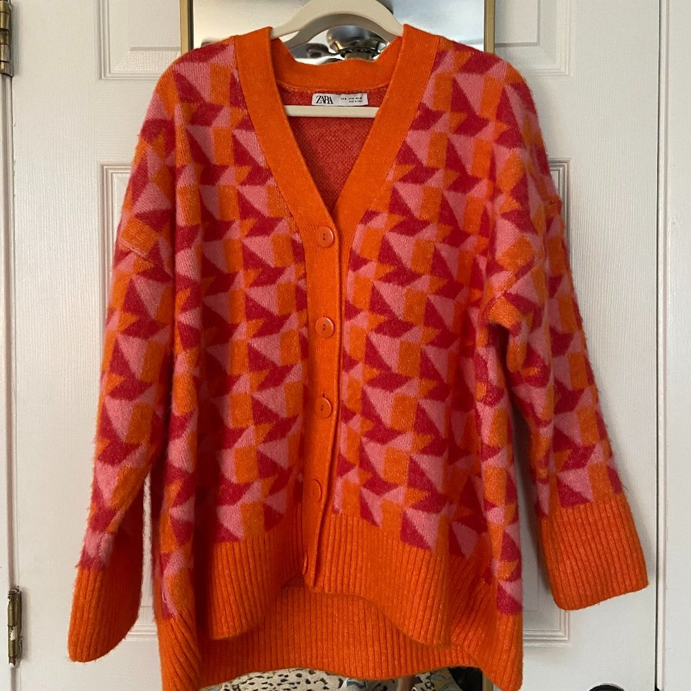 Zara Geometric Knit Jacquard Sweater